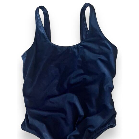 Lively One Piece Swim Suit Jet Black Low Cut Back Summer Size Xtra Small - Picture 2 of 6